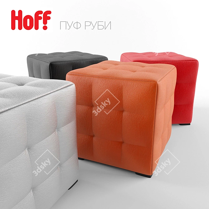 Velvet Ruby Ottoman 3D model image 1