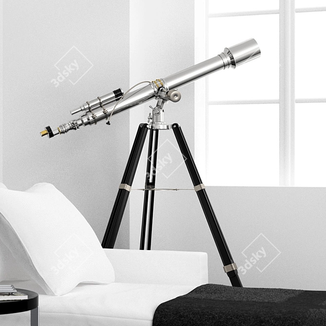 Decorative Polished Telescope 3D model image 2