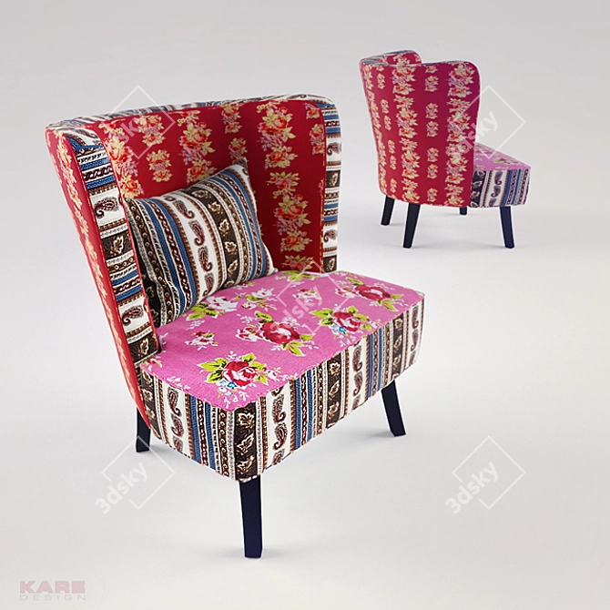 Patchwork Red Surprise Armchair 3D model image 1