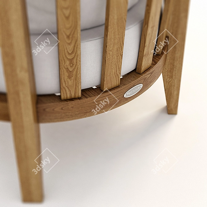 Sleek Teak Lounge Chair 3D model image 3