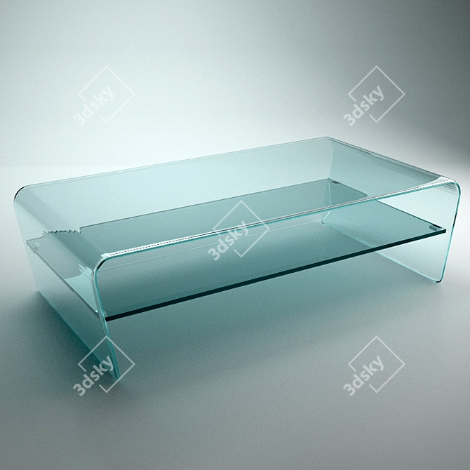 Sleek Glass Coffee Table with Shelves 3D model image 1