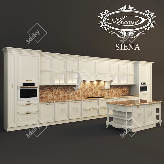 Title: Italian Arcari Siena Kitchen 3D model image 1