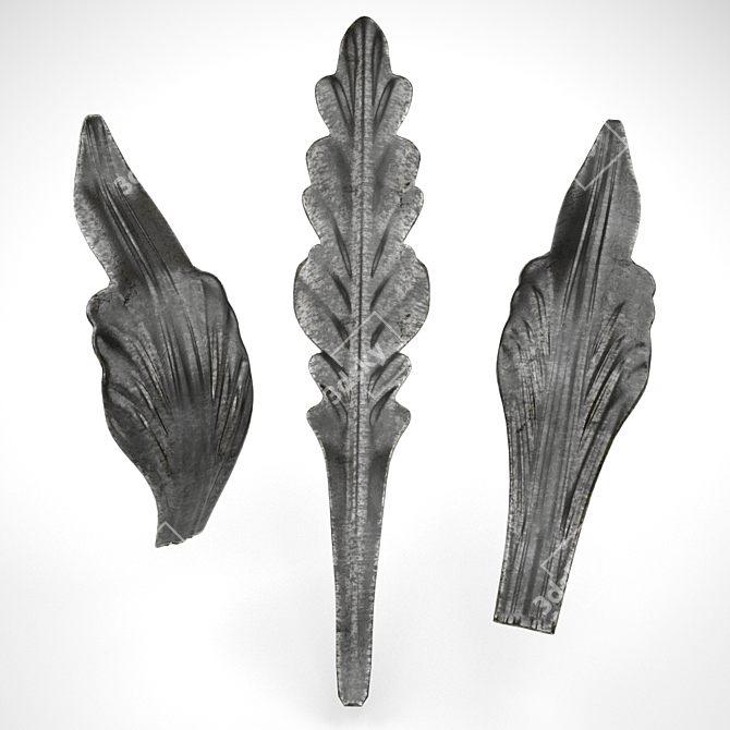 Elegant Metal Floral Decor 3D model image 3