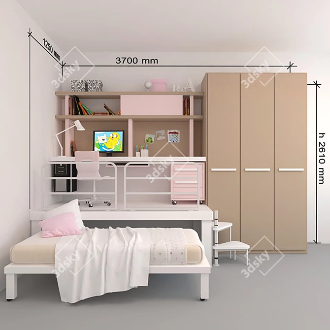 Tumidei Tiramolla 185: Innovative Child's Bed with Storage 3D model image 1