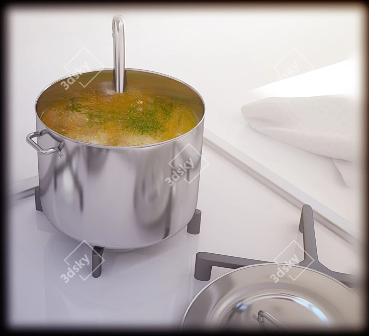 Convenient Soup Saucepan 3D model image 1