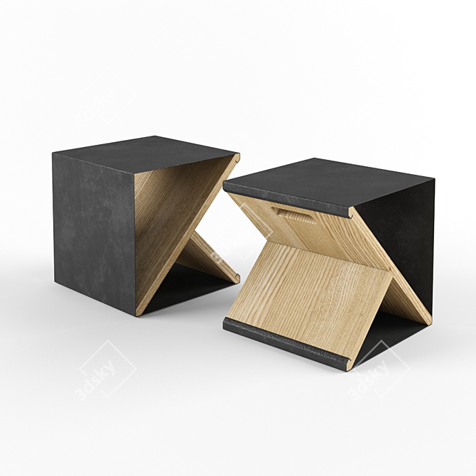 Portable Steel Stool: Sleek and Versatile 3D model image 1