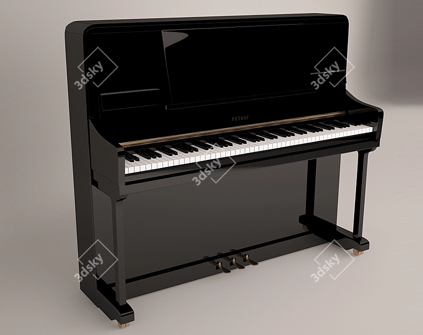 Elegant black PETROF piano 3D model image 1