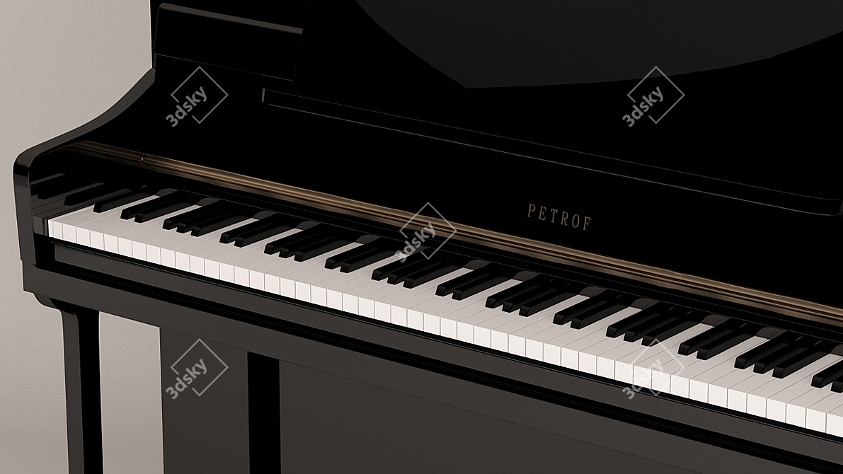 Elegant black PETROF piano 3D model image 2