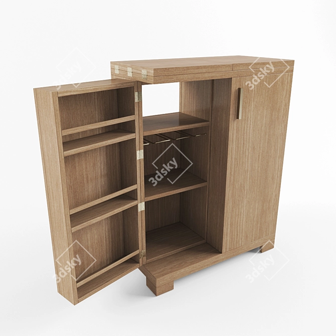 Elegant Dark Walnut Mini-bar 3D model image 2