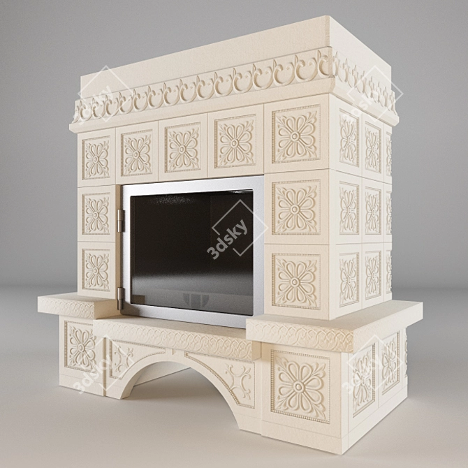 Sculpted Fireplace: Coronal Edition 3D model image 2