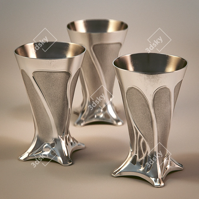 Elegant Art Nouveau Pitcher Set 3D model image 2