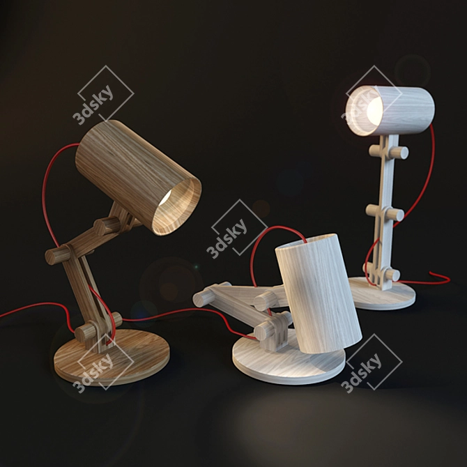 Title: Wooden Kids Desk Lamp 3D model image 1