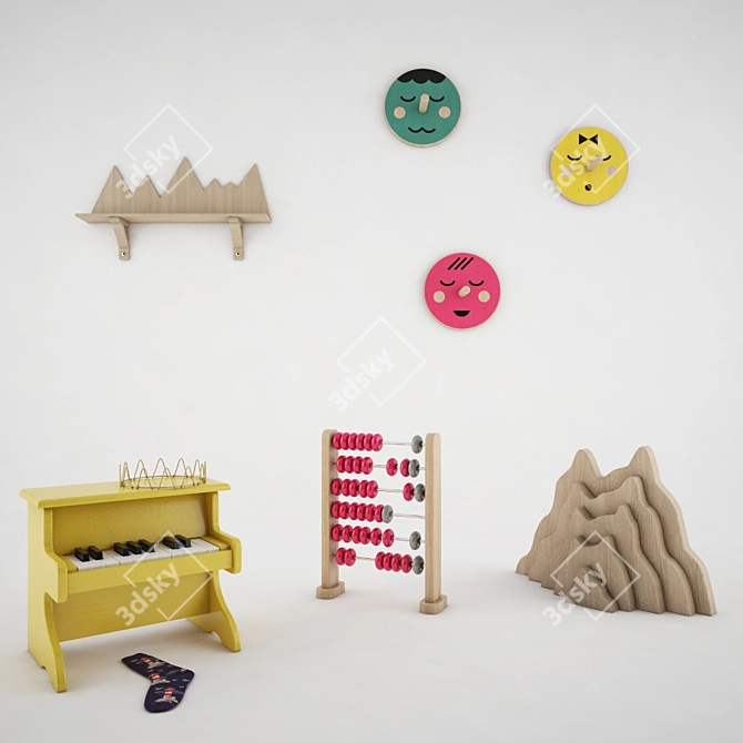 The translation of the description from Russian is: "Decor that we made for wallpaper presentation."

Supposed Unique Title: 
Whimsical Wall Decor 3D model image 2