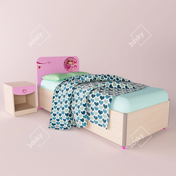 Princess Bed & Table Set 3D model image 1