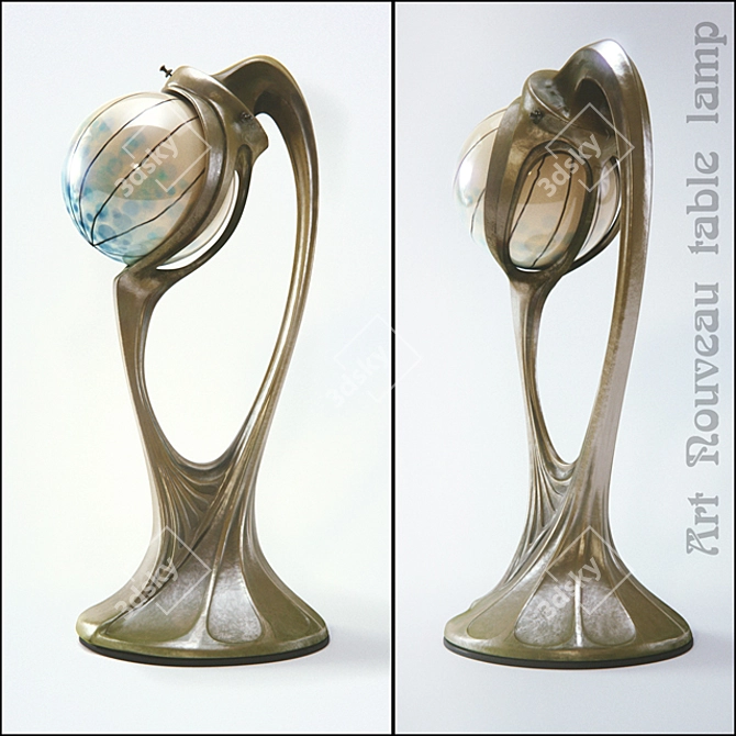 Elegance Resurrected: Art Nouveau Table Lamp 3D model image 1