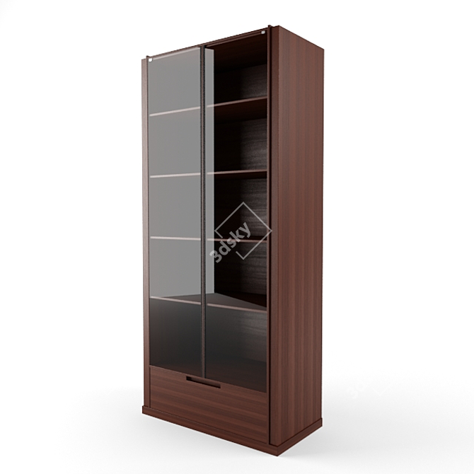 Dorotea Oak Glass Door Bookcase 3D model image 1
