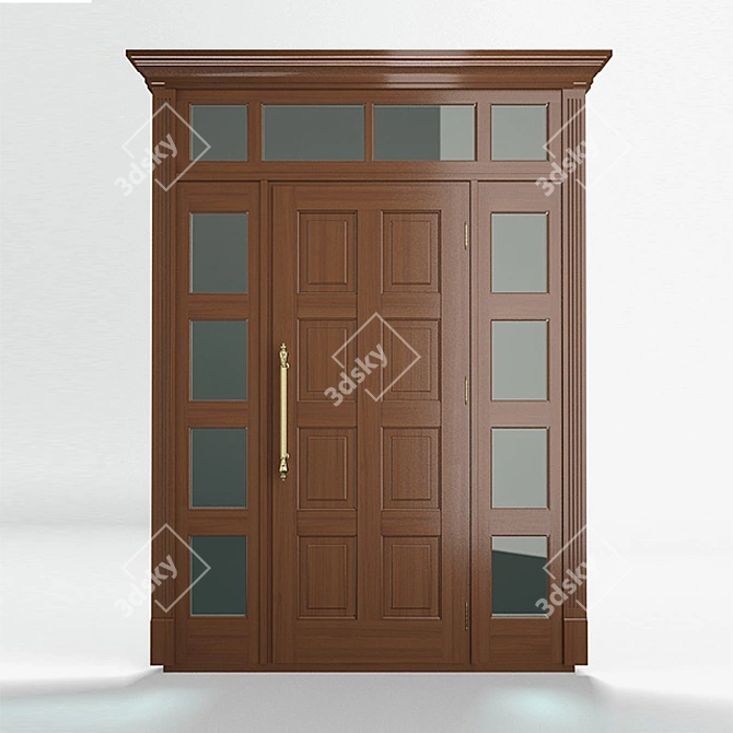 Wooder Exterier Door Model 01 3D model image 1