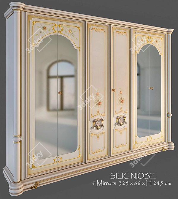 Title: Silik Niobe: Classic 6-Door Wardrobe with Ornate Details 3D model image 1