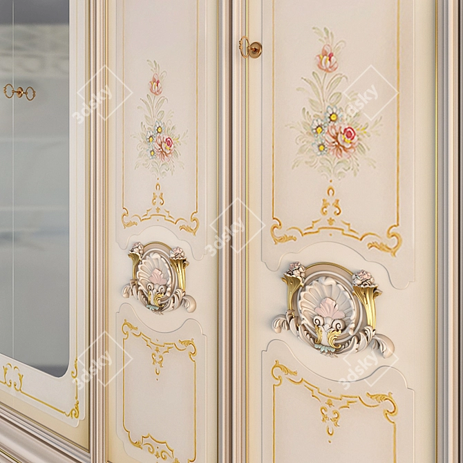 Title: Silik Niobe: Classic 6-Door Wardrobe with Ornate Details 3D model image 3