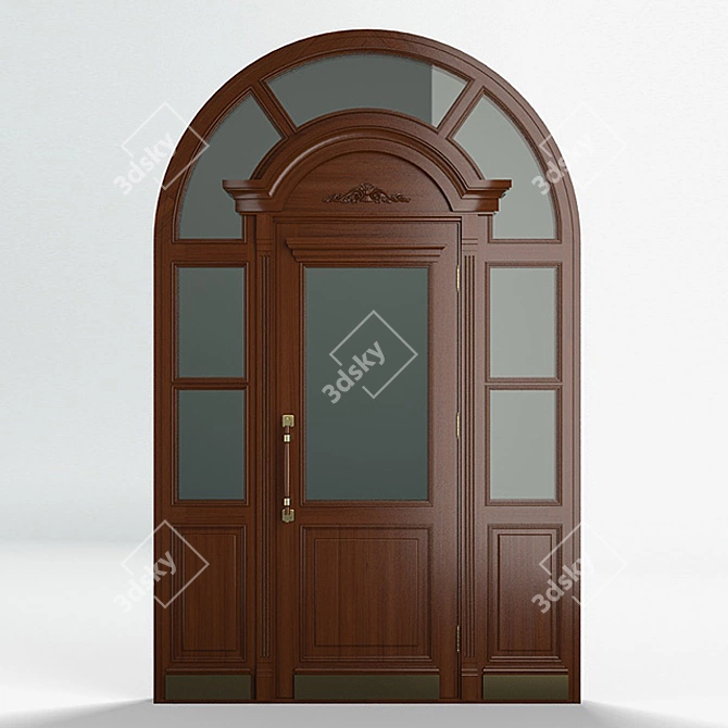 Elegant Exterior Wood Door 3D model image 1