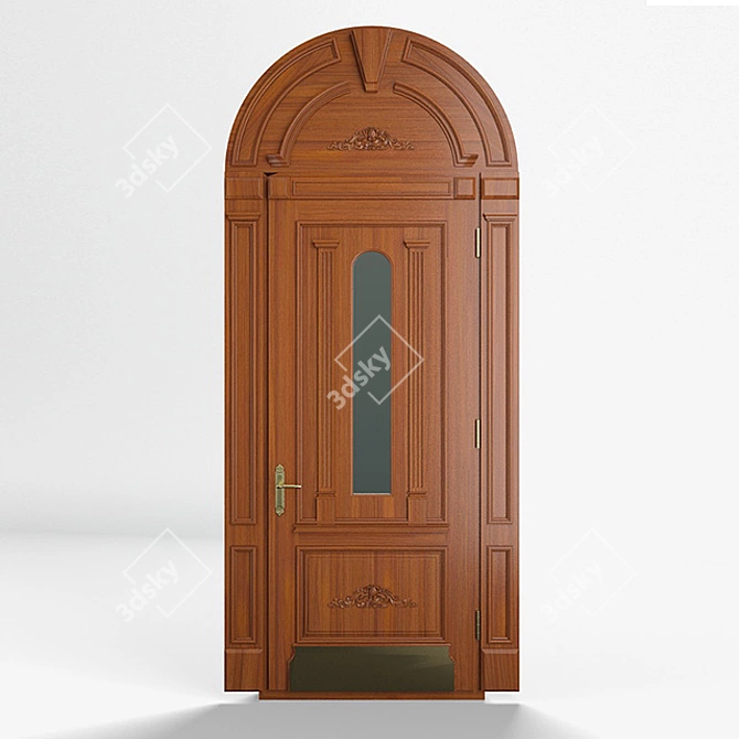 Elegant Wooder Exterier Door 3D model image 1