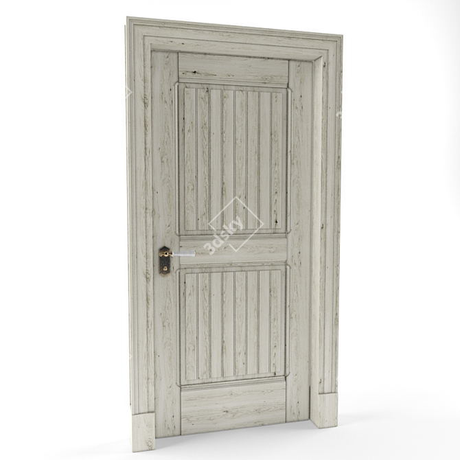 Provence-Style White Washed Oak Door 3D model image 2