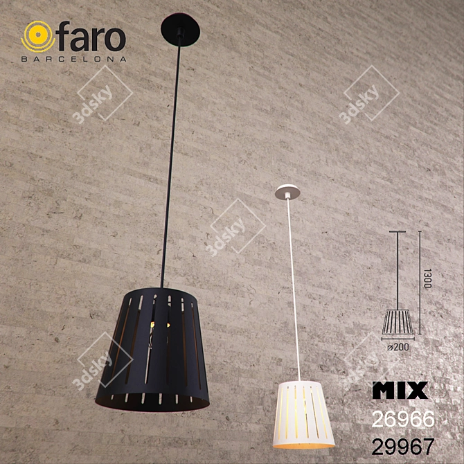 Faro MIX Pendant Lamp - Stylish and Adjustable 3D model image 1