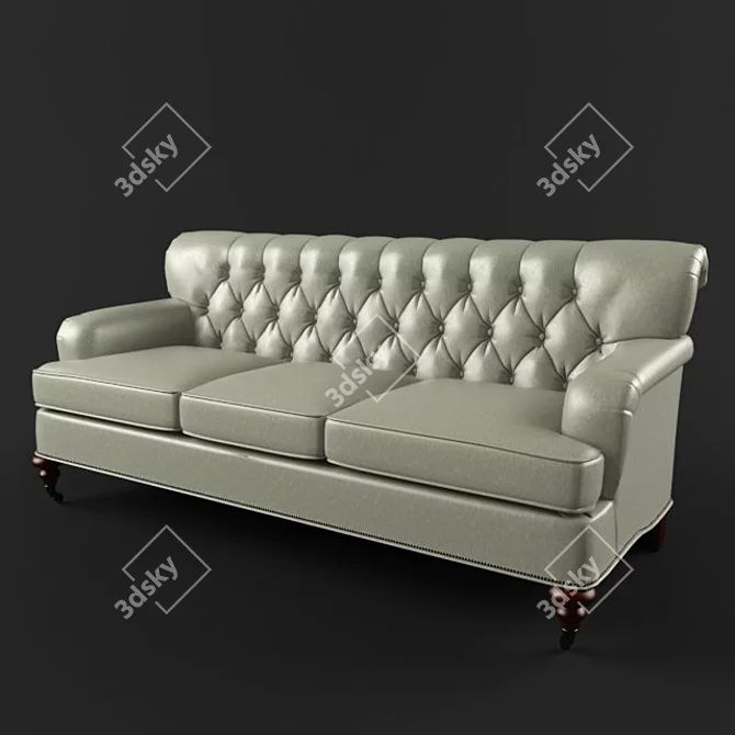 Luxury Cigar Leather Sofa 3D model image 1