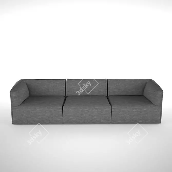 Transformable Gray Sofa 3D model image 1