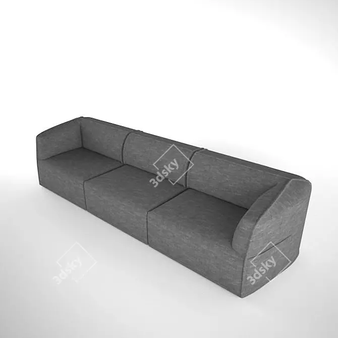 Transformable Gray Sofa 3D model image 2