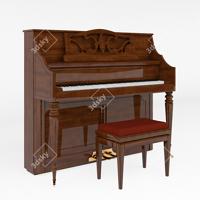 W.Hoffmann piano and piano stool Discacciatisrl 3D model image 1