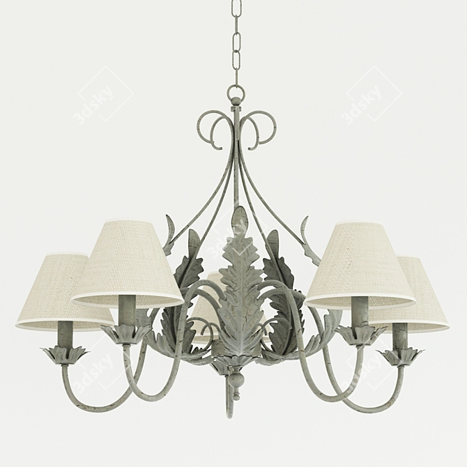 Provence-inspired Chandelier: Elegant Lighting 3D model image 1