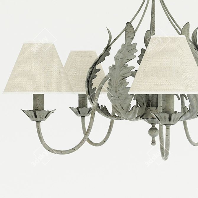 Provence-inspired Chandelier: Elegant Lighting 3D model image 2