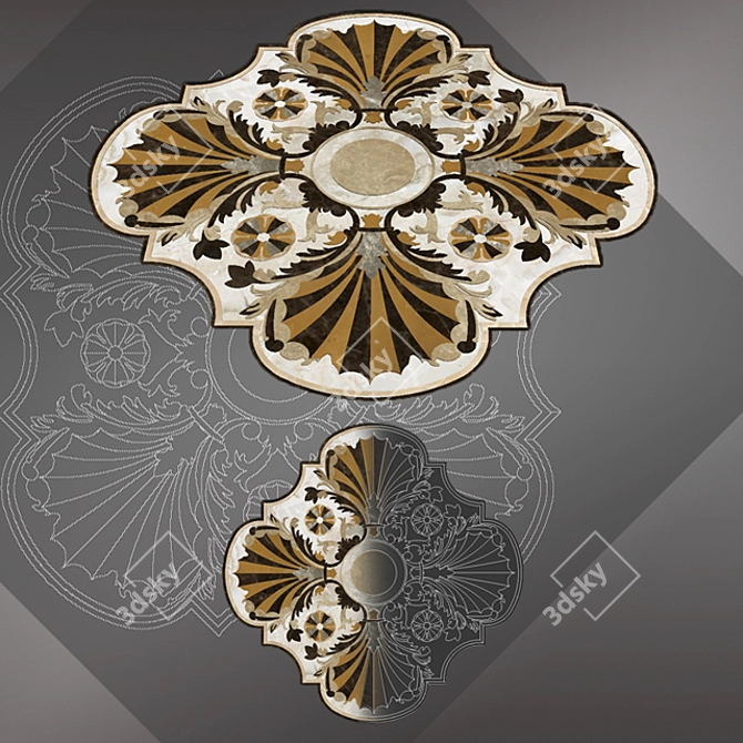 Marble Geometry Waterjet Tile 3D model image 1