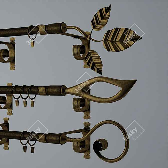 Elegant Iron Curtain Cornice 3D model image 1