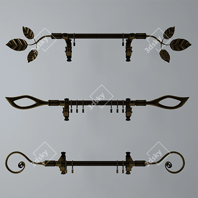 Elegant Iron Curtain Cornice 3D model image 2