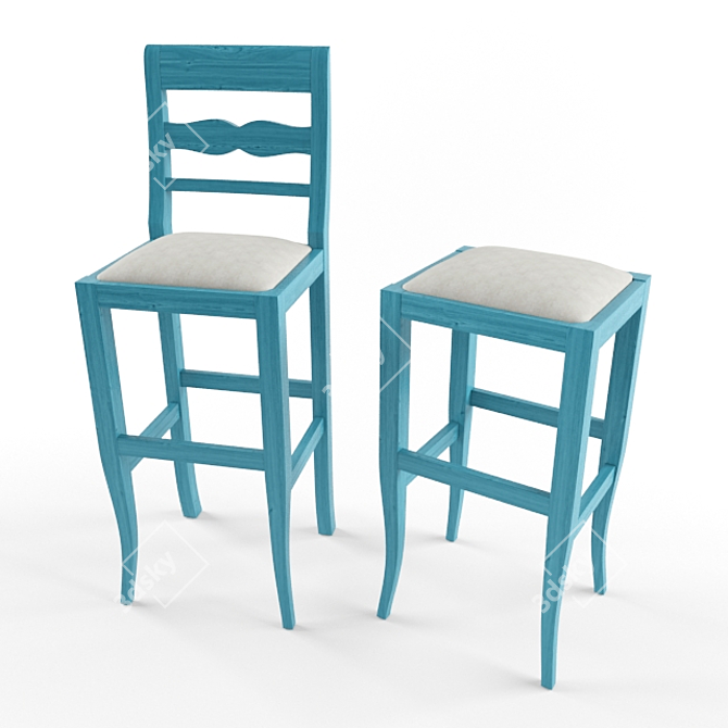 Elegant Barstools with Backrest 3D model image 2