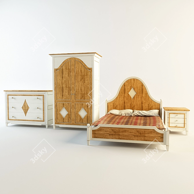 Elegant Provence Bedroom Set 3D model image 1