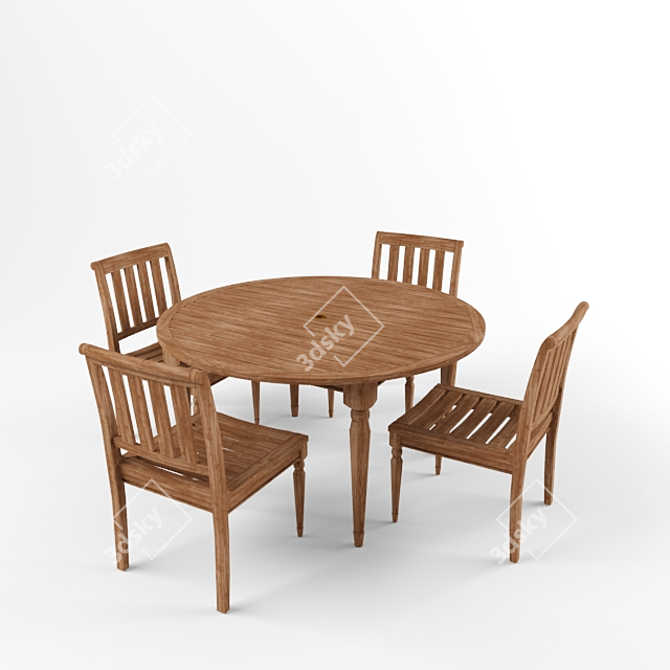 Millbrook Round Dining Table Set 3D model image 3