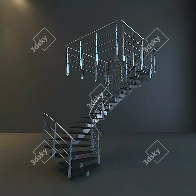 Elegant Swivel Stairs 3D model image 2