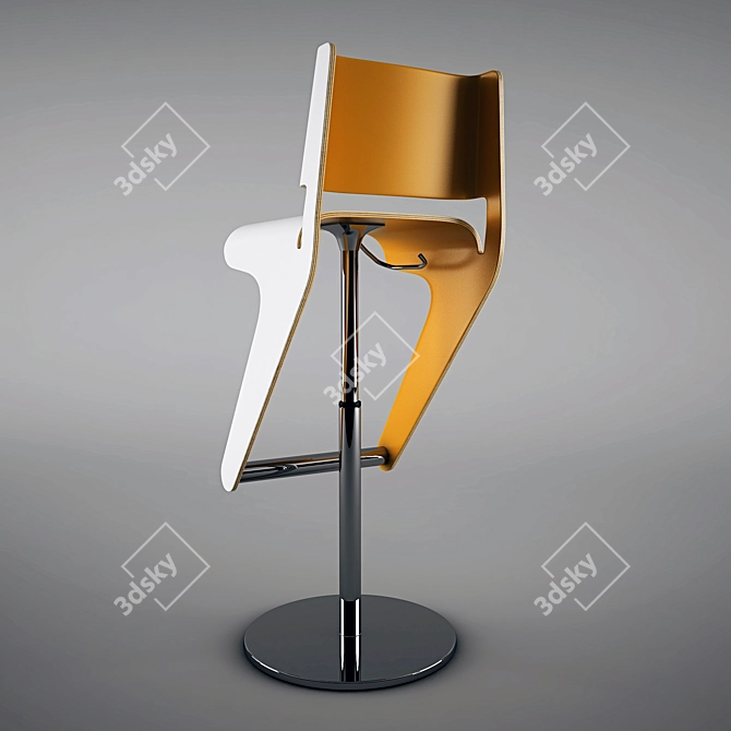 Sleek Wood Bar Stool 3D model image 2