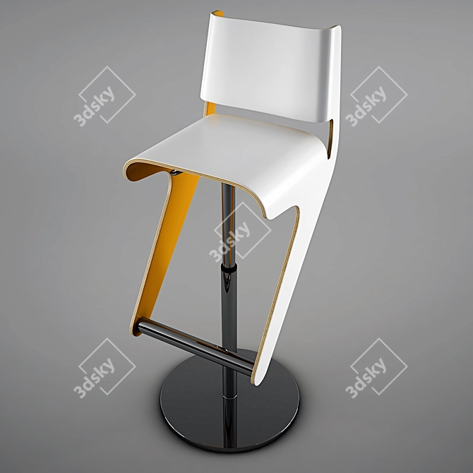 Sleek Wood Bar Stool 3D model image 3