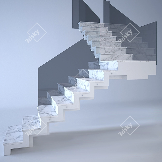 Modern Glass Staircase with 2995 Height 3D model image 1