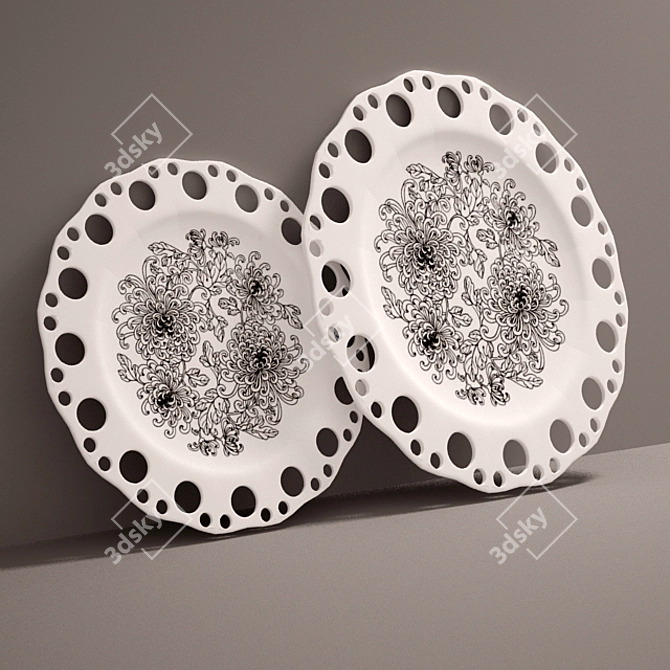 Elegant Decorative Plates: Stylish Shelf and Wall Decor 3D model image 1