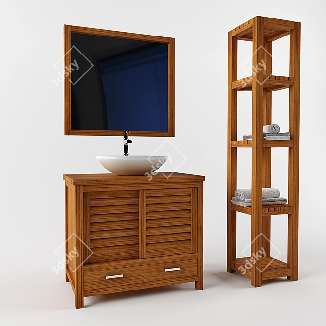 Modern Bathroom Furniture Set 3D model image 1