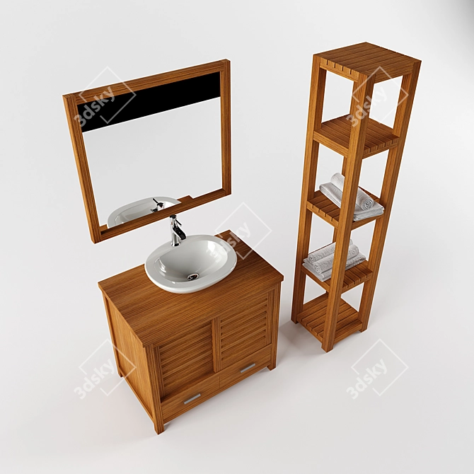 Modern Bathroom Furniture Set 3D model image 2