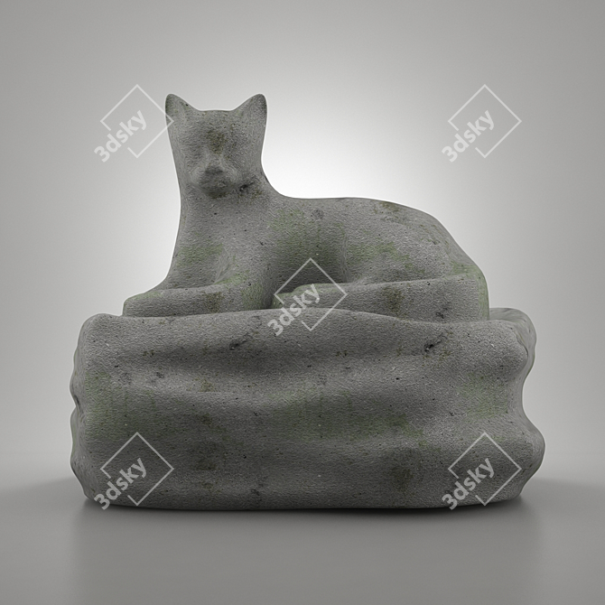 Elegant Stone Cat Figurine 3D model image 1