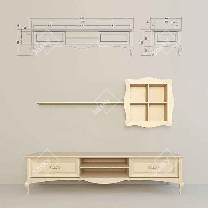 Title: Gorgio Casa Replica TV Table 3D model image 1