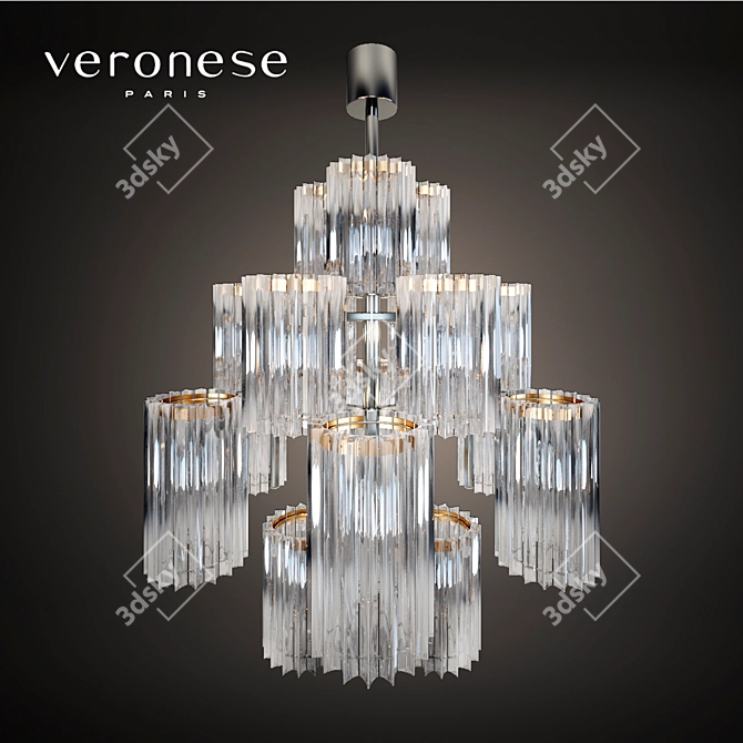 Elegant Veronese Tambour Chandelier 3D model image 1