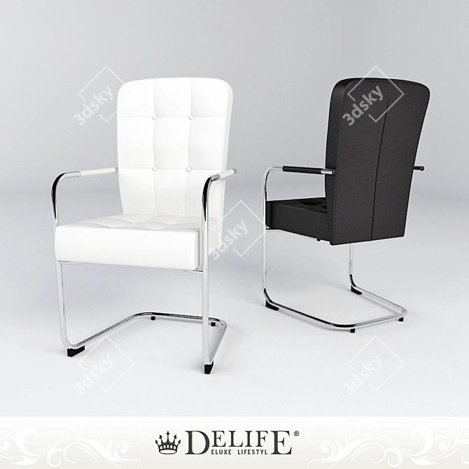 Elegant Chrome White Dining Chair 3D model image 1